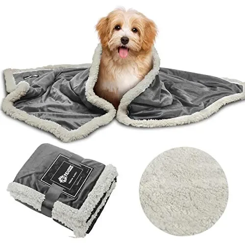 Coperta in pile per cuccioli, piccola e lavabile, sherpa Grigio/bianco.