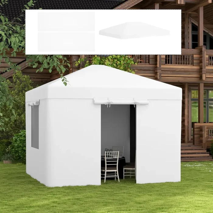 Copertura per Gazebo 3x3m con Porte a Cerniera e Finestre Bianco - immagine 2
