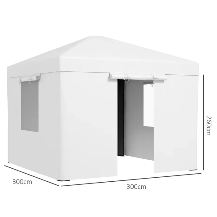 Copertura per Gazebo 3x3m con Porte a Cerniera e Finestre Bianco - immagine 3