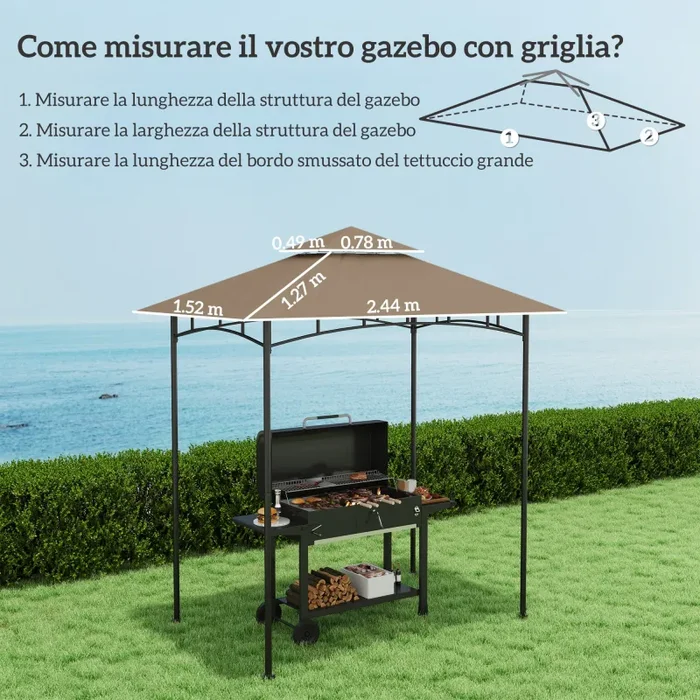Copertura per Gazebo da Giardino 244×152 cm a 2 Livelli in Poliestere 160gsm Cachi Vendita online - immagine 3