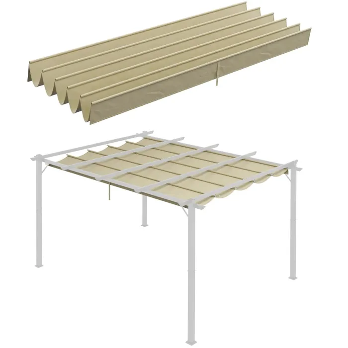 Copertura per Gazebo Pergola 4×3 m con 10 Fori di Drenaggio in Poliestere Traspirante Beige