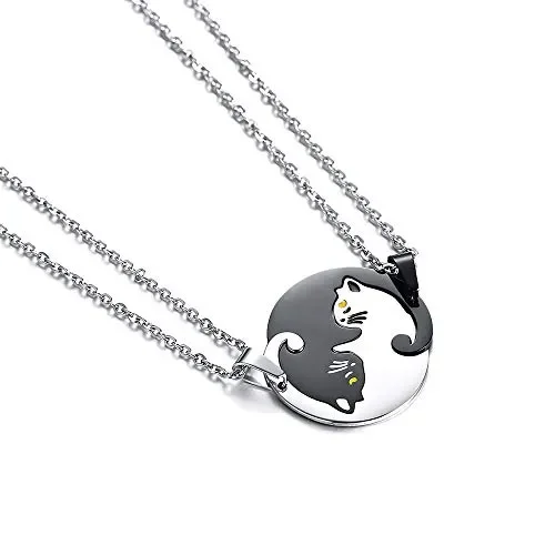 Coppia di ciondoli da uomo e donna, a forma gatto, Yin Yang in acciaio… Sconti - immagine 2