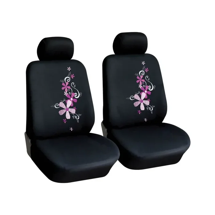 Coppia di Coprisedili Anteriori Universali in Poliestere e Spugna Spring Flowers Grigi Online