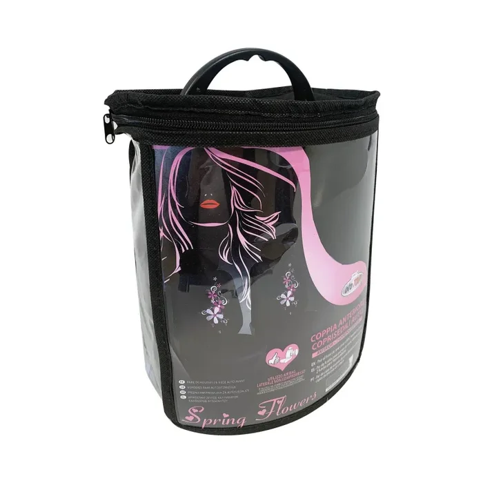 Coppia di Coprisedili Anteriori Universali in Poliestere e Spugna Spring Flowers Grigi Online - immagine 2