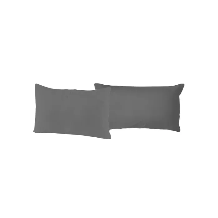 Coppia di Federe 52×82 cm in Cotone Tinta Unita Fumo