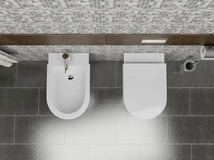 Coppia di Sanitari Sospesi Wc e Bidet in Ceramica 36,5×56,5×34,5 Cm Vorich Easy Bianco - immagine 3