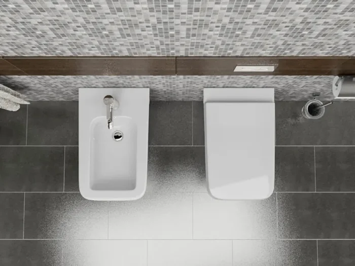 Coppia di Sanitari Sospesi Wc e Bidet in Ceramica 36x57x32 Cm Vorich Minimal Bianco - immagine 3