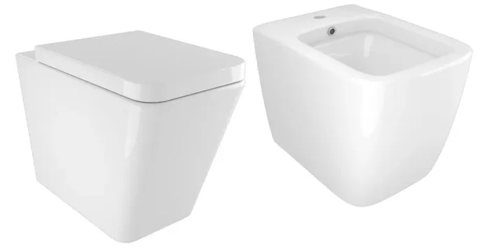 Coppia di Sanitari WC e Bidet a Terra Filo Muro in Ceramica 36×54,5×41,5 cm Street Bonussi Bianco Lucido - immagine 2