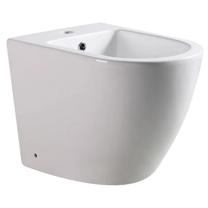 Coppia di Sanitari WC e Bidet a Terra Filo Muro in Ceramica 37,8×56,5x41cm Bianco - immagine 3