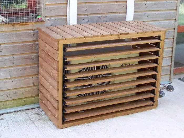 Copri Condizionatore con Veneziane Mobili 132x58x147 cm in Legno Abete Termo Trattato Sconti - immagine 3