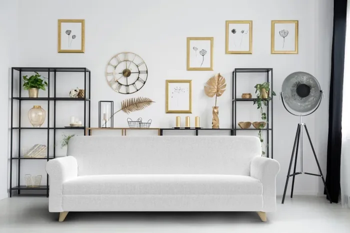 Copridivano 1, 2 E 3 Posti Elasticizzato in Tessuto Bianco Sconti - immagine 2