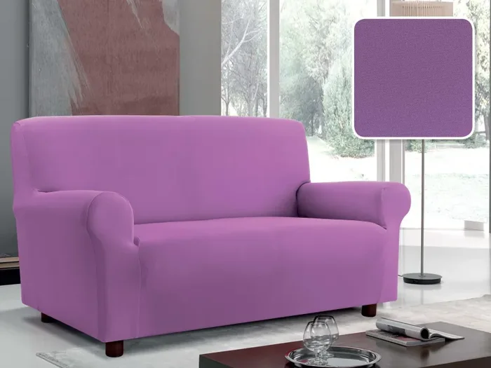 Copridivano 1, 2 E 3 Posti Elasticizzato in Tessuto Lilla - immagine 2