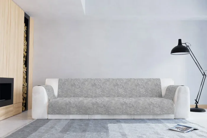 Copridivano con Copri Braccioli in Poliestere e Cotone Grigio Chiaro Varie Misure In saldo - immagine 2