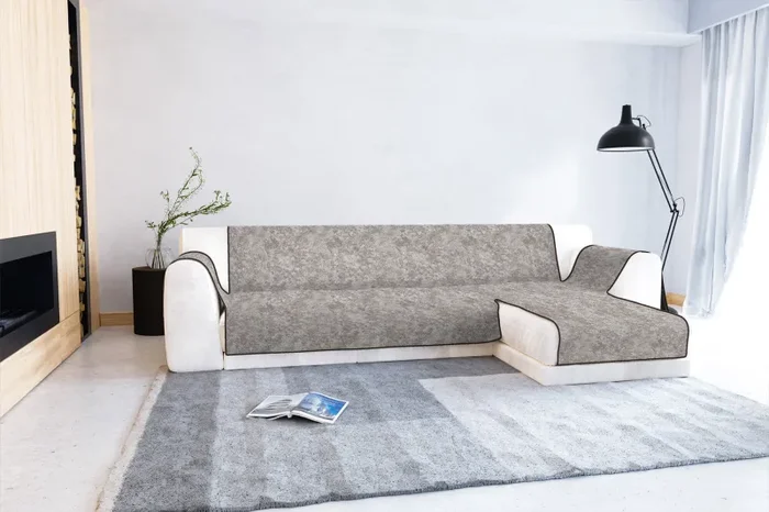 Copridivano con Penisola Destra in Poliestere e Cotone Marrone Varie Misure - immagine 2