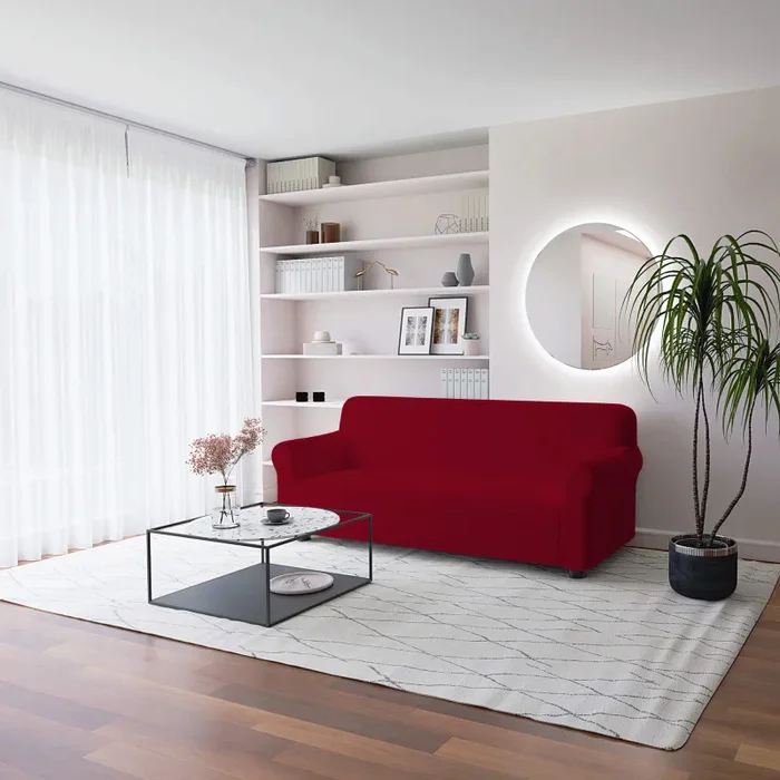 Copridivano Elasticizzato in Poliestere Dahlia Bordeaux Varie Misure - immagine 2