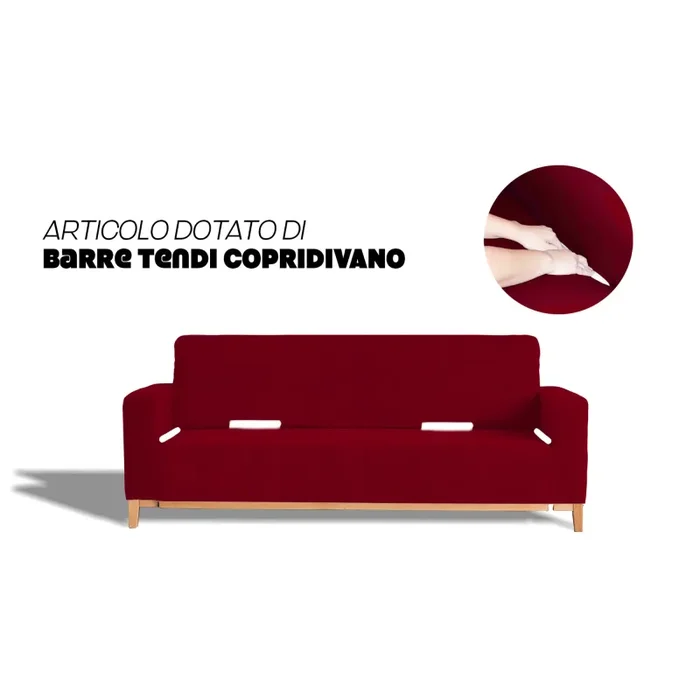 Copridivano Elasticizzato in Poliestere Dahlia Bordeaux Varie Misure - immagine 3