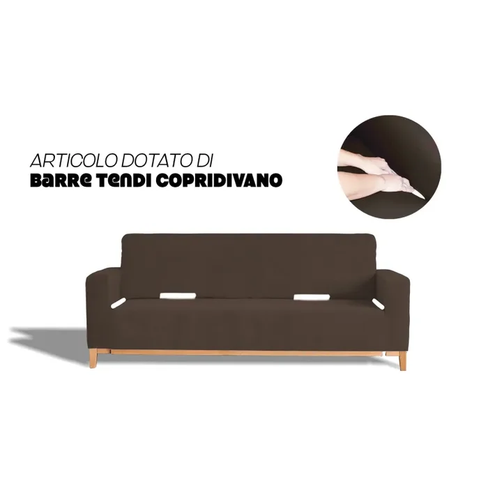 Copridivano Elasticizzato in Poliestere Dahlia Marrone Varie Misure - immagine 3