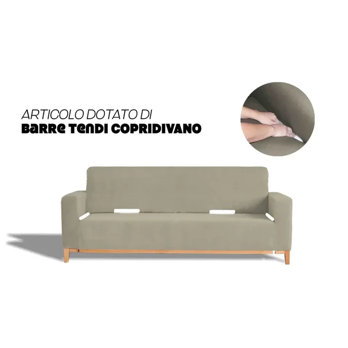 Copridivano Elasticizzato in Poliestere Dahlia Tortora Varie Misure Online - immagine 3