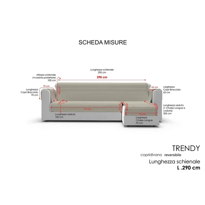 Copridivano Trapuntato con Penisola Destra Seduta in Microfibra Grigio Scuro Varie Misure - immagine 3