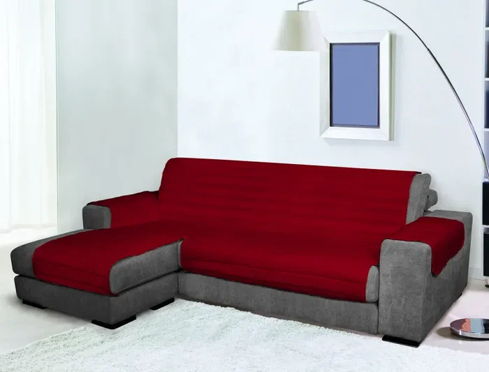 Copridivano Trapuntato con Penisola Sinistra Seduta in Microfibra Bordeaux Varie Misure - immagine 3