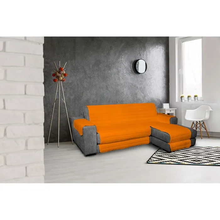 Copridivano Trapuntato in Microfibra con Penisola Destra Arancio - immagine 2