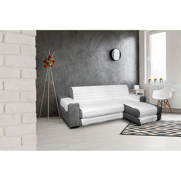 Copridivano Trapuntato in Microfibra con Penisola Destra Bianco - immagine 2