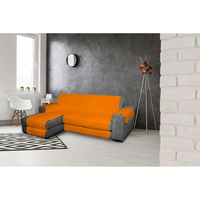 Copridivano Trapuntato in Microfibra con Penisola Sinistra Arancio Online - immagine 2