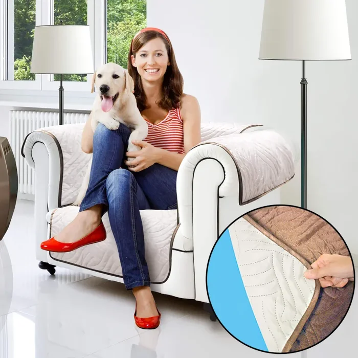 Copridivano Trapuntato Universale 1 Posto Double Face Starlyf Sofa Cover Beige e Marrone