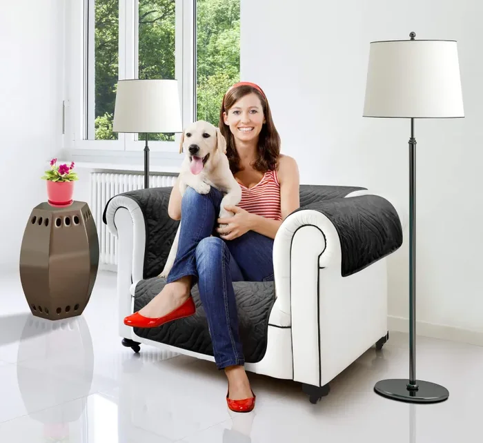 Copridivano Trapuntato Universale 1 Posto Double Face Starlyf Sofa Cover Nero e Grigio - immagine 3