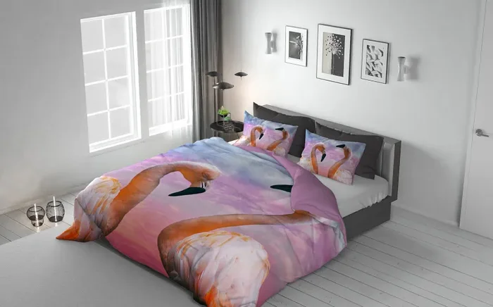 Copripiumino con Federe Stampato in Microfibra Flamingo Varie Misure - immagine 2