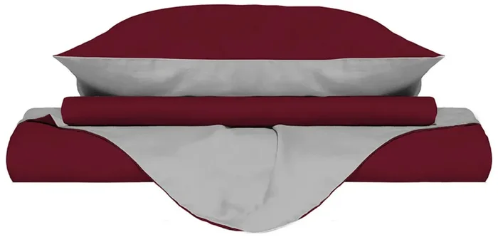 Copripiumino con Sacco e Federe Doubleface Bordeaux/Grigio Chiaro Varie Misure