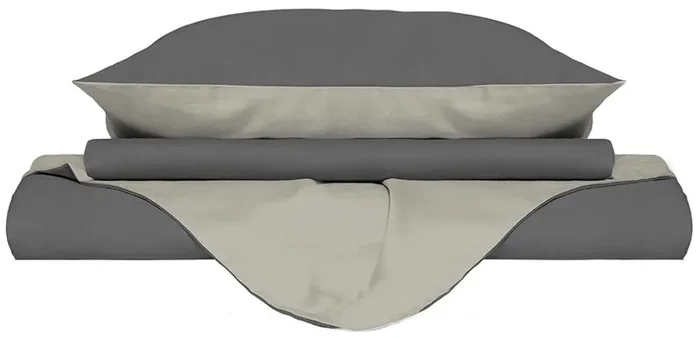 Copripiumino con Sacco e Federe Doubleface Fumo/Panna Varie Misure Fornitura