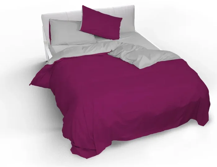 Copripiumino con Sacco e Federe Doubleface Fuxia/Grigio - immagine 2