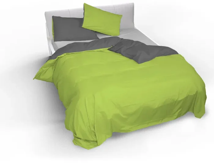 Copripiumino con Sacco e Federe Doubleface in Cotone Verde Acido/Fumo Varie Misure - immagine 2