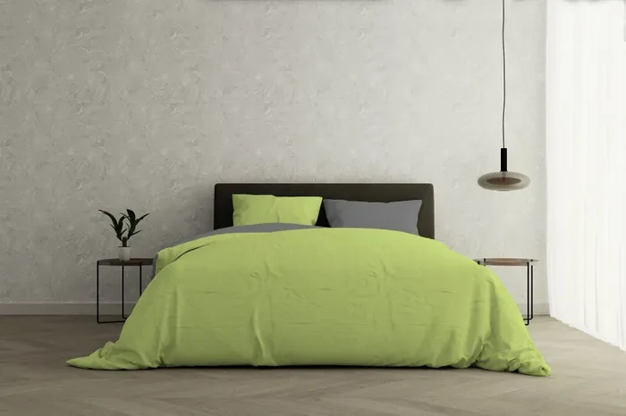 Copripiumino con Sacco e Federe Doubleface in Cotone Verde Acido/Fumo Varie Misure - immagine 3