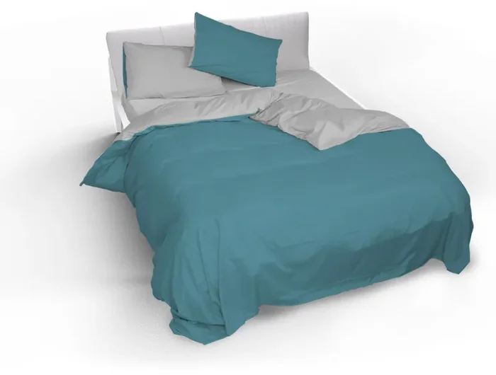 Copripiumino con Sacco e Federe Doubleface Ottanio/Grigio Chiaro Vendita calda - immagine 2