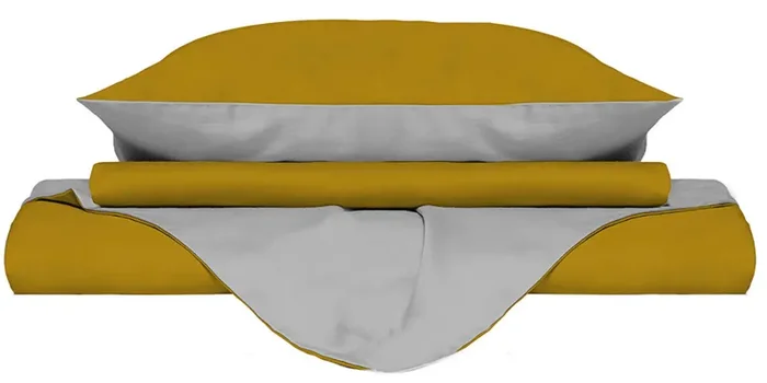Copripiumino con Sacco e Federe Doubleface Senape/Grigio Chiaro Varie Misure
