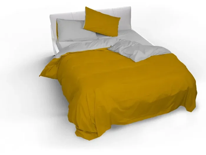 Copripiumino con Sacco e Federe Doubleface Senape/Grigio Chiaro Varie Misure - immagine 2