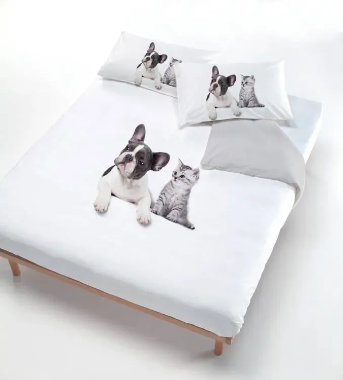 Copripiumino con Stampa sul Sacco e Federe Cane/Gatto Grigio - immagine 2