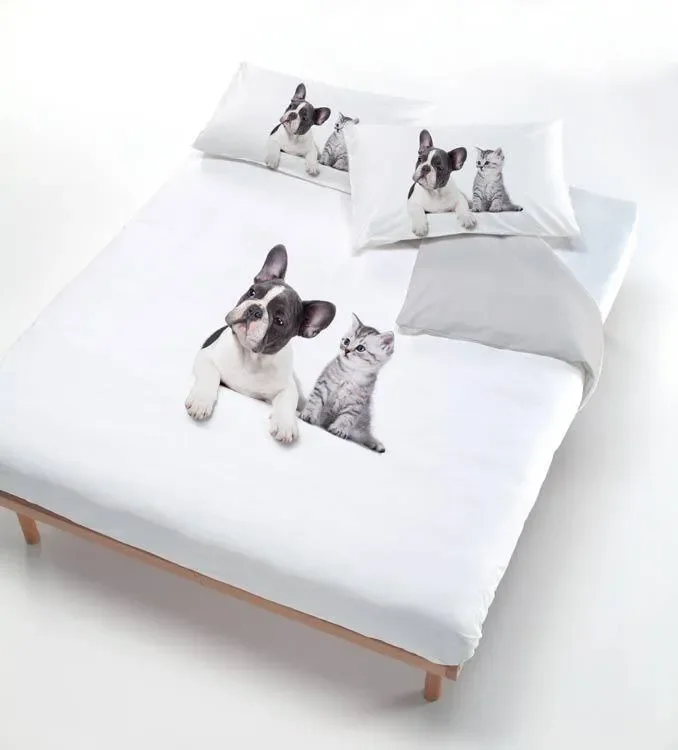 Copripiumino con Stampa sul Sacco e Federe Cane/Gatto Grigio - immagine 3