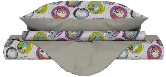 Copripiumino con stampa sul Sacco e Federe Doubleface Cerchi Astratti Online ora