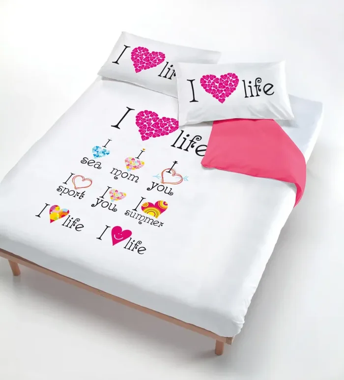 Copripiumino con Stampa sul Sacco e Federe I Love Life - immagine 2