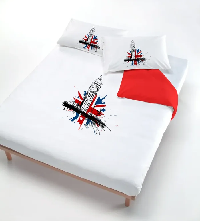 Copripiumino con Stampa sul Sacco e Federe Londra Rosso - immagine 2