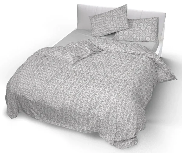 Copripiumino Matrimoniale con Federe Stampato in Puro Cotone Floyd Tortora