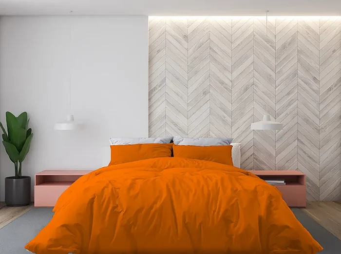 Copripiumino Matrimoniale con Sacco e Federe Tinta Unita Arancio - immagine 2