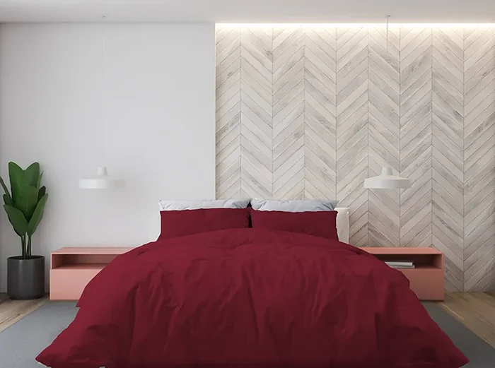 Copripiumino Matrimoniale con Sacco e Federe Tinta Unita Bordeaux - immagine 2