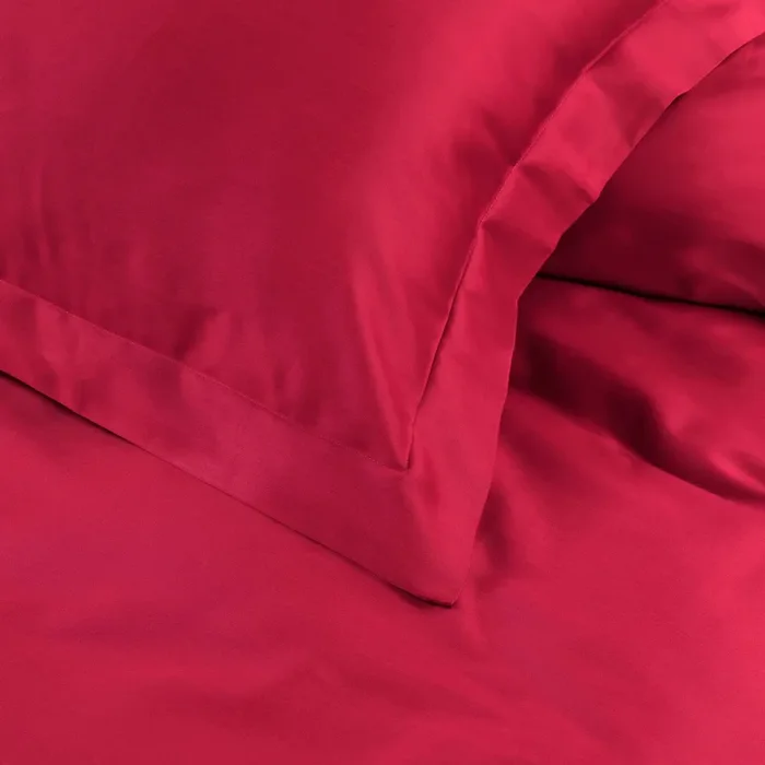 Copripiumino Matrimoniale con Sacco e Federe Tinta Unita Garrini Clarice Bordeaux - immagine 3