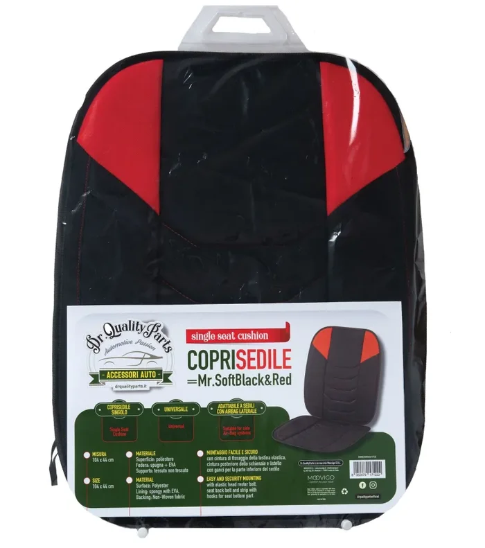 Coprisedile Anteriore Singolo 104×44 cm per Auto Universale Nero e Rosso Online ora - immagine 2