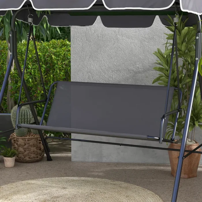 Coprisedile per Dondolo da Giardino 115x48x48cm in Tessuto a Rete Grigio - immagine 2