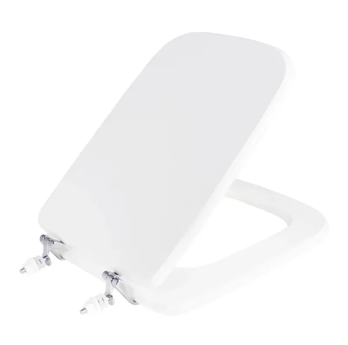 Copriwater Universale 34,2×42,6 cm in MDF Cerniere in Metallo Cromato Conca Bianco Lucido